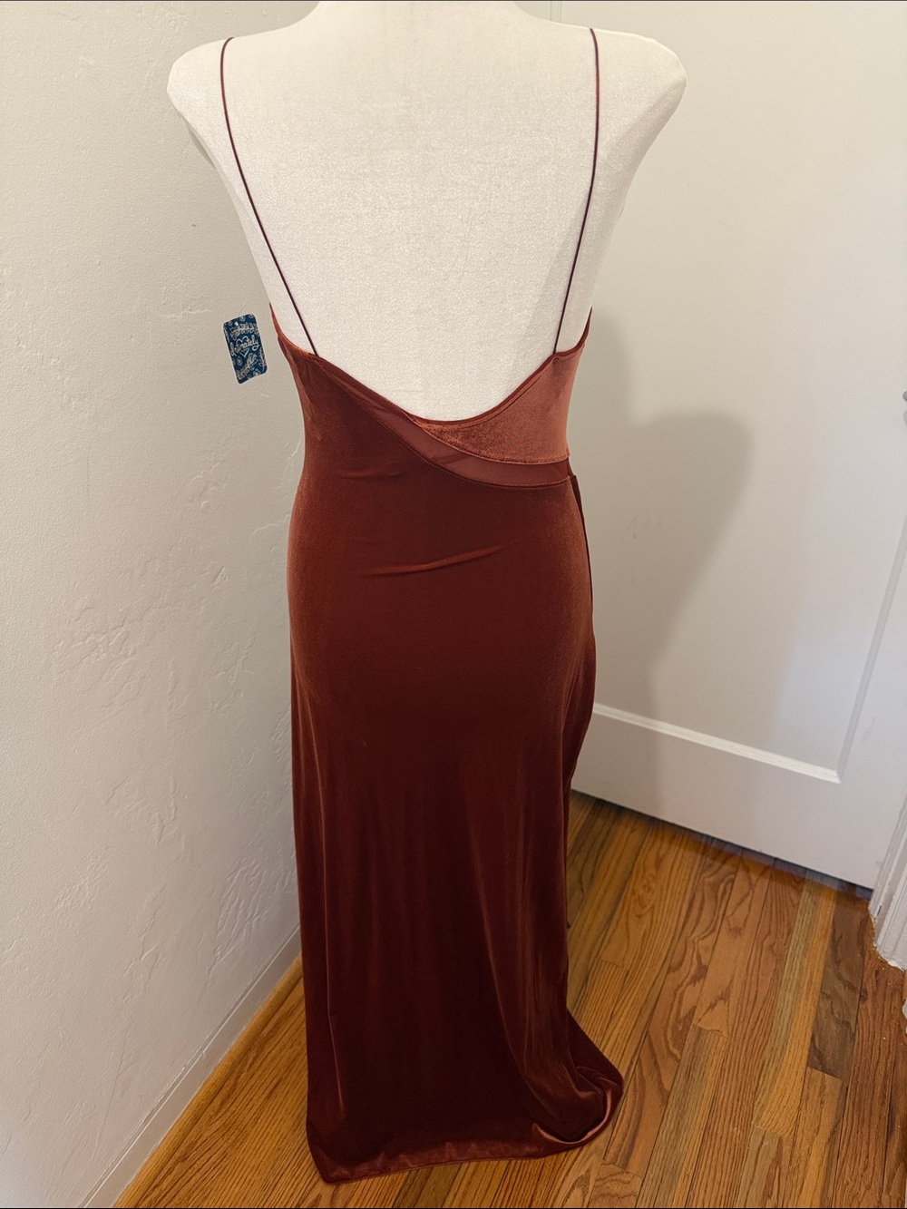 Free People Burnt Copper Velvet Slip Maxi Dress - Picture 3 of 6